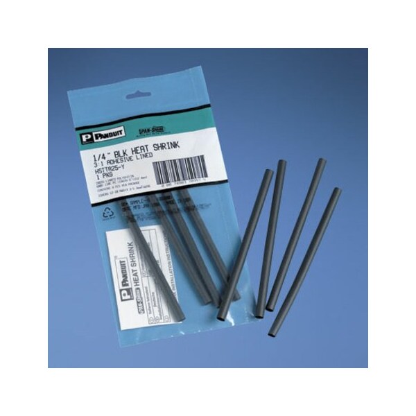 Adhesive Lined Heat Shrink Tube, Thin Wall, 3:1 I.D. Shrink Ratio, Black, 6 in